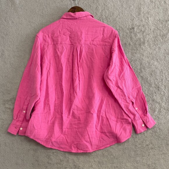 NWOT Gap Gauze Women's S Pink Button-Up Long Sleeve Shirt 100% Cotton - Picture 4 of 9